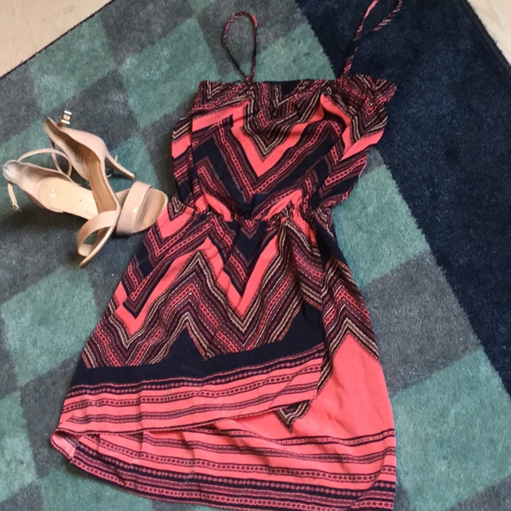 Coral and navy express dress